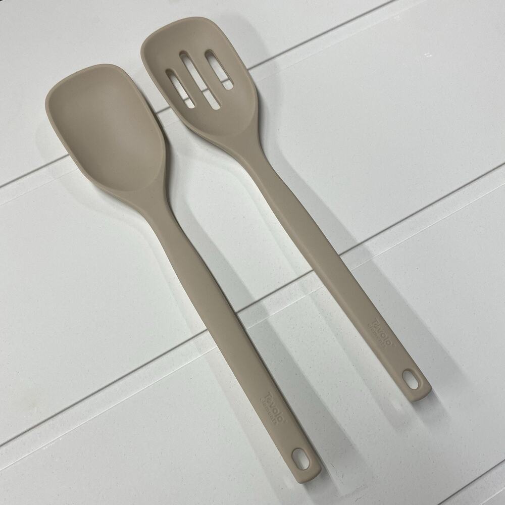 Tovolo Elements Silicone Mixing & Slotted Spoons Set of 2 Oatmeal